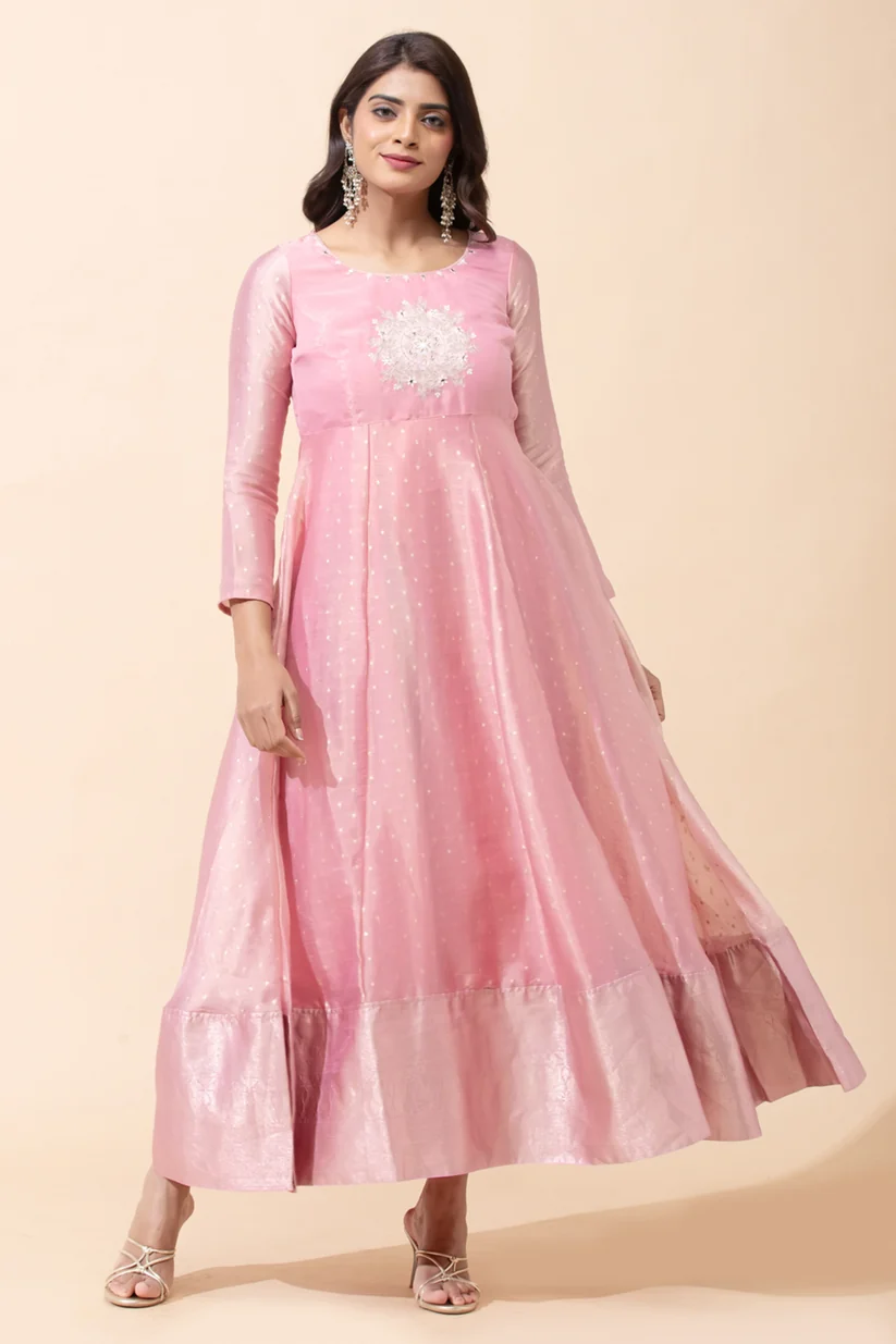 Pink Floral Anarkali